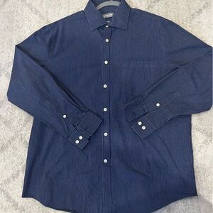 Michael Kors Blue Striped Shirt. Size 17 34-35.